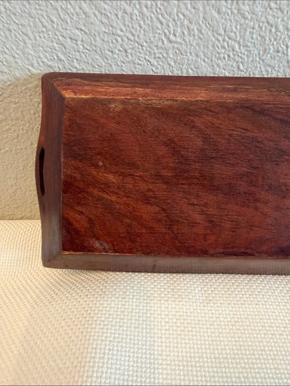 Vintage Indian Hand Carved Wooden Serving Tray w/ Inlay 15.5